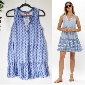Oliphant Ruffle Hem Kerachi French Blue Dress Sz M